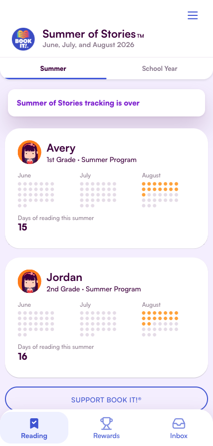 Summer reading history with the Summer and School Year switch